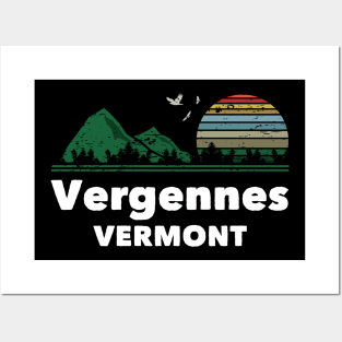 Mountain Sunset Flying Birds Outdoor Vergennes Vermont Posters and Art